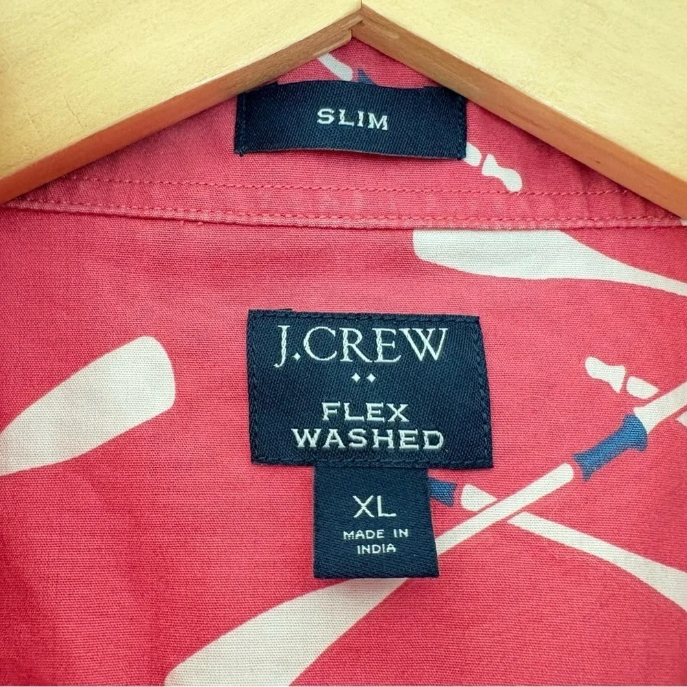 J. Crew Vintage Baseball Bat Print Collard Button Up Shirt Size XL